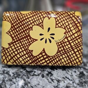 Yves Saint Laurent Yellow and Brown Wallet with Cherry Blossom Design
